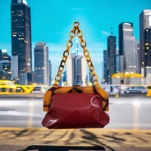 FREE PEOPLE RED PATENT LEATHER BAG - Picture 11 of 12